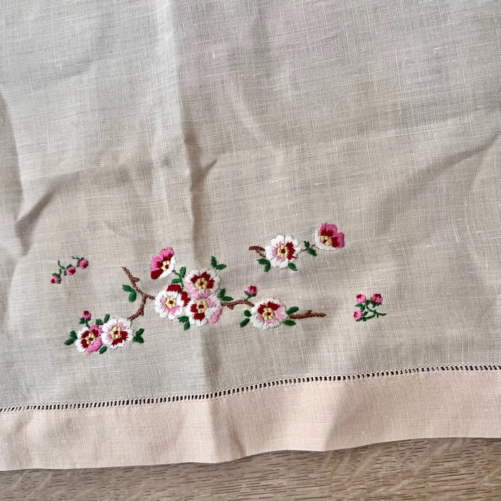 2 PCs Beautiful Orange & Blue Embroidered Tea Towels Hand Towels 14